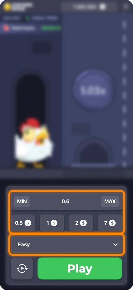 ustaw stawkę i poziom trudności